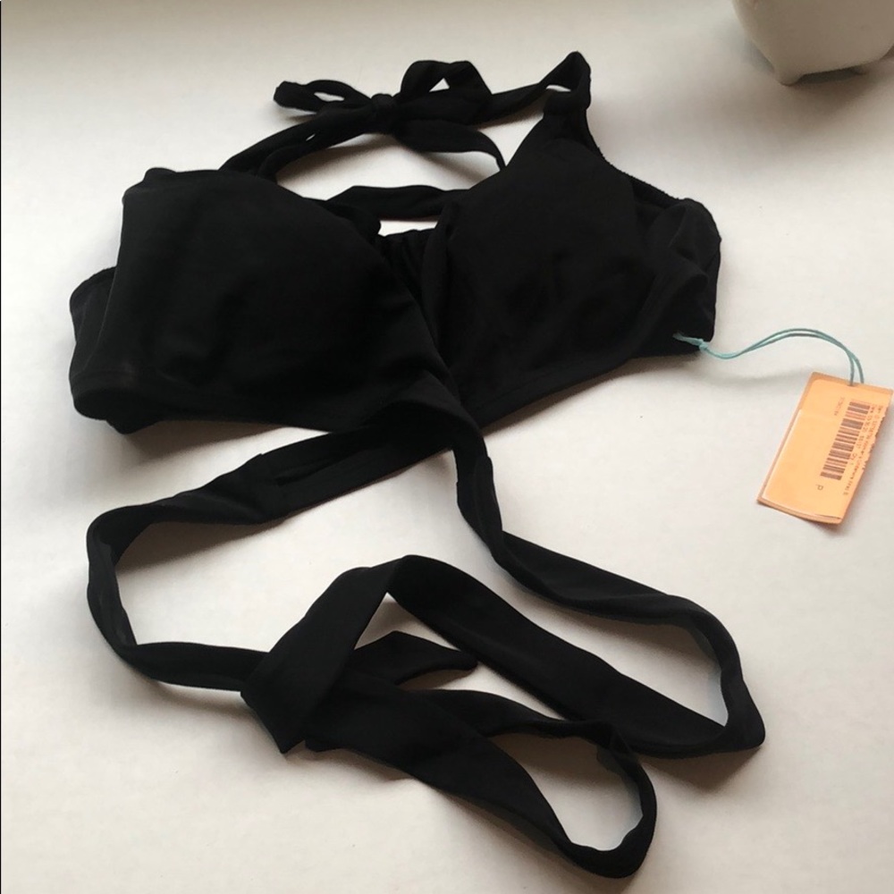 Swim top with strings to wrap around waist